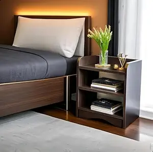 Modern Bedside Table with 3 Shelves,Bed Side Table Wooden Organizer Stand/Home Decor Table/Coffee Table/End Table/Side Table for Bedroom/End Table for Living Room 40.6 x 25.4 x 50.8 cm, Dark Brown