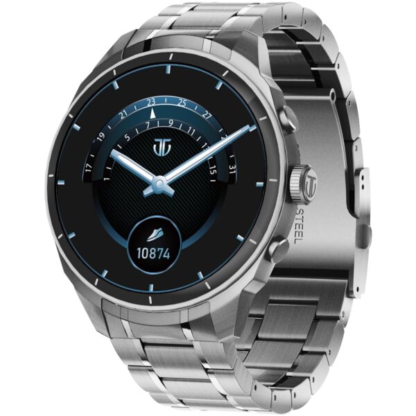 Titan Heritage 1.43" AMOLED Stainless Steel Bracelet Smart Watch for Men, BT Calling, Voice Assistant, Quick Health Measurement, Functional Crown, 3D UI...